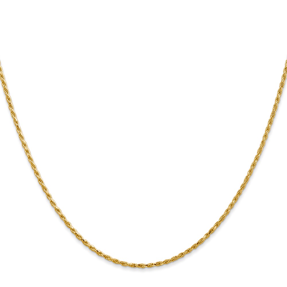 14K 14 inch 1.3mm Diamond-cut Solid Machine Made Rope with Lobster Clasp Chain (M012L-14)