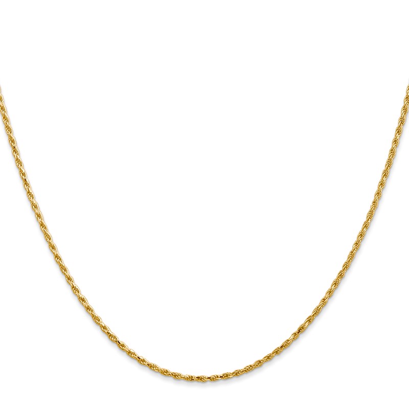 14K 24 inch 1.3mm Diamond-cut Solid Machine Made Rope with Lobster Clasp Chain