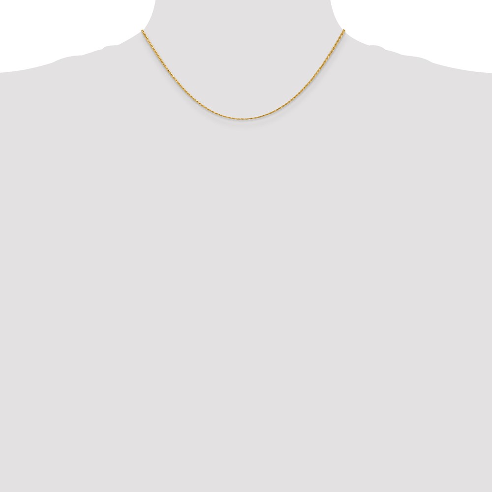 14K 16 inch 1.3mm Diamond-cut Solid Machine Made Rope with Lobster Clasp Chain (M012L-16)