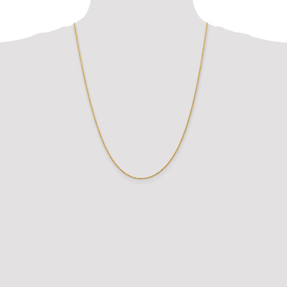 14K 24 inch 1.3mm Diamond-cut Solid Machine Made Rope with Lobster Clasp Chain (M012L-24)
