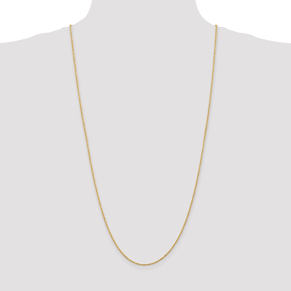 14K 30 inch 1.3mm Diamond-cut Solid Machine Made Rope with Lobster Clasp Chain (M012L-30)