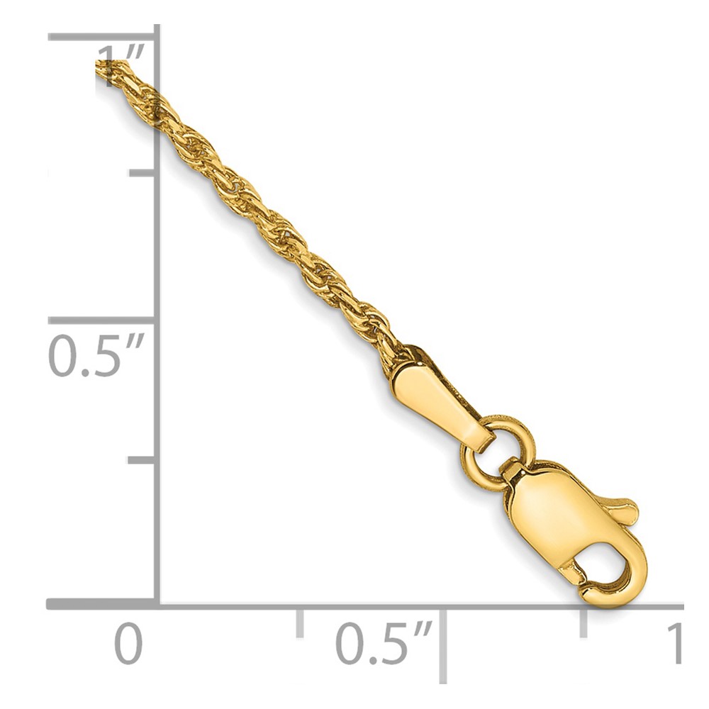 14K 6 inch 1.3mm Diamond-cut Solid Machine Made Rope with Lobster Clasp Chain (M012L-6)