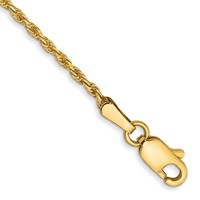 14K 1.3mm Yellow Gold Diamond-cut Solid Machine Made Rope Chain with Lobster Clasp - 6in view 1
