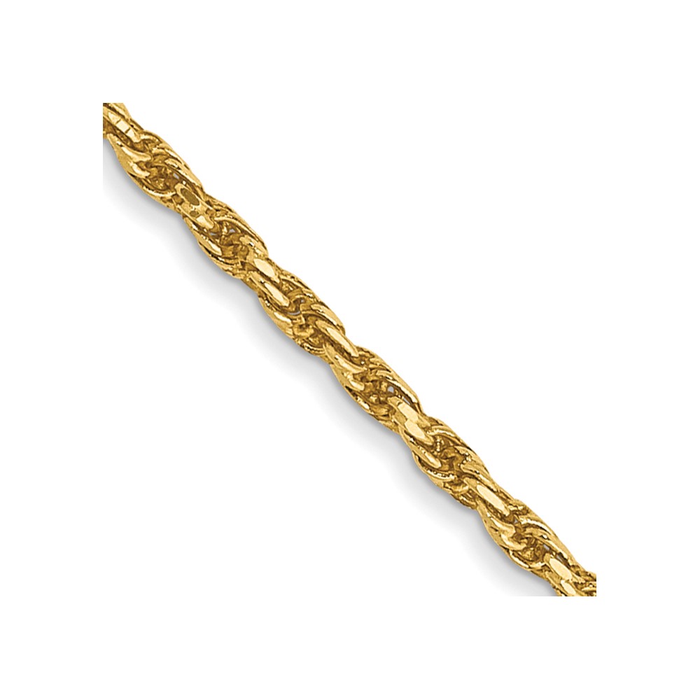 14K 14 inch 1.3mm Diamond-cut Solid Machine Made Rope with Lobster Clasp Chain (M012L-14)