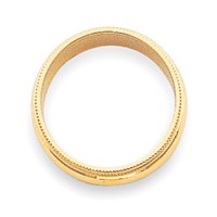 14K Yellow Gold 3mm Milgrain Half Round Wedding Band view 2