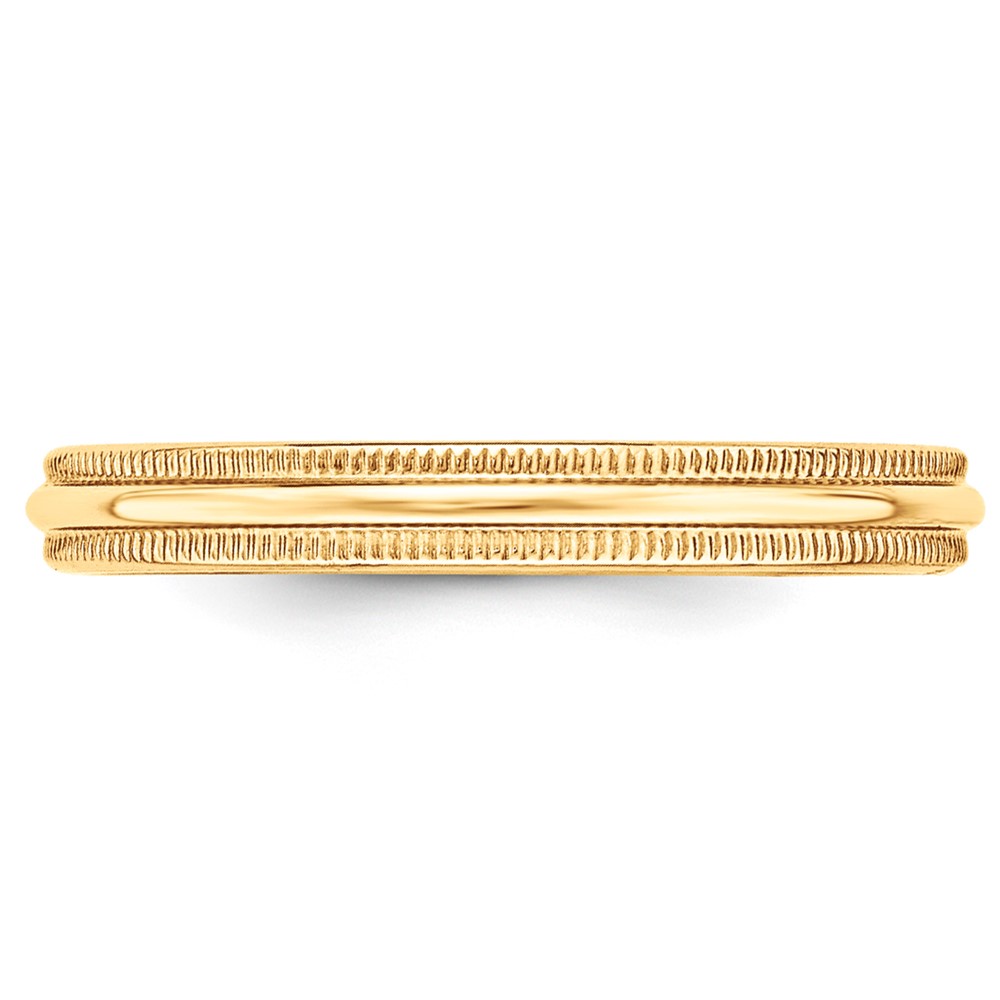 14k Yellow Gold 3mm Milgrain Half Round Wedding Band Size 7 (M030-7)