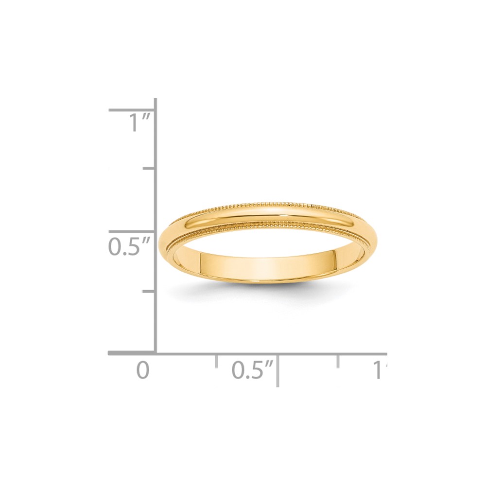14k Yellow Gold 3mm Milgrain Half Round Wedding Band Size 7 (M030-7)
