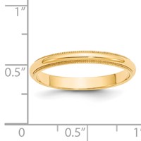 14K Yellow Gold 3mm Milgrain Half Round Wedding Band view 4