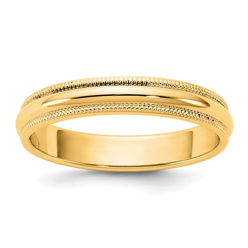 10K 3.5mm Yellow Gold Milgrain Half Round Band, Size 4