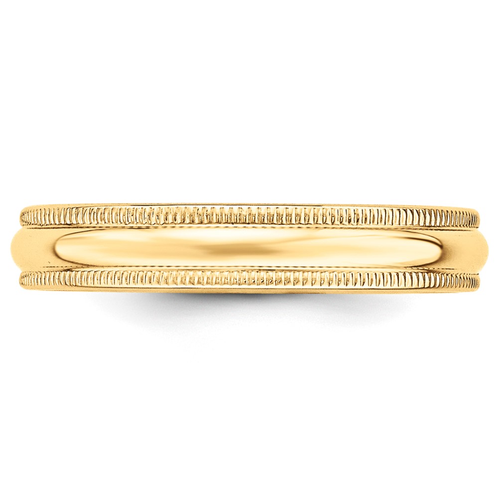 14k Yellow Gold 4mm Milgrain Half Round Wedding Band Size 6 (M040-6)