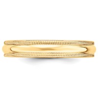 14K Yellow Gold 4mm Milgrain Half Round Wedding Band view 3
