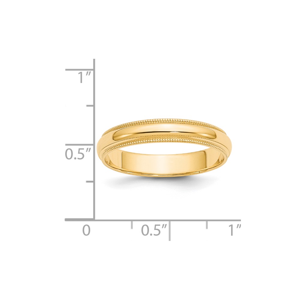 14k Yellow Gold 4mm Milgrain Half Round Wedding Band Size 6 (M040-6)