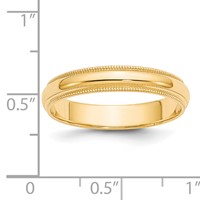 14K Yellow Gold 4mm Milgrain Half Round Wedding Band view 4