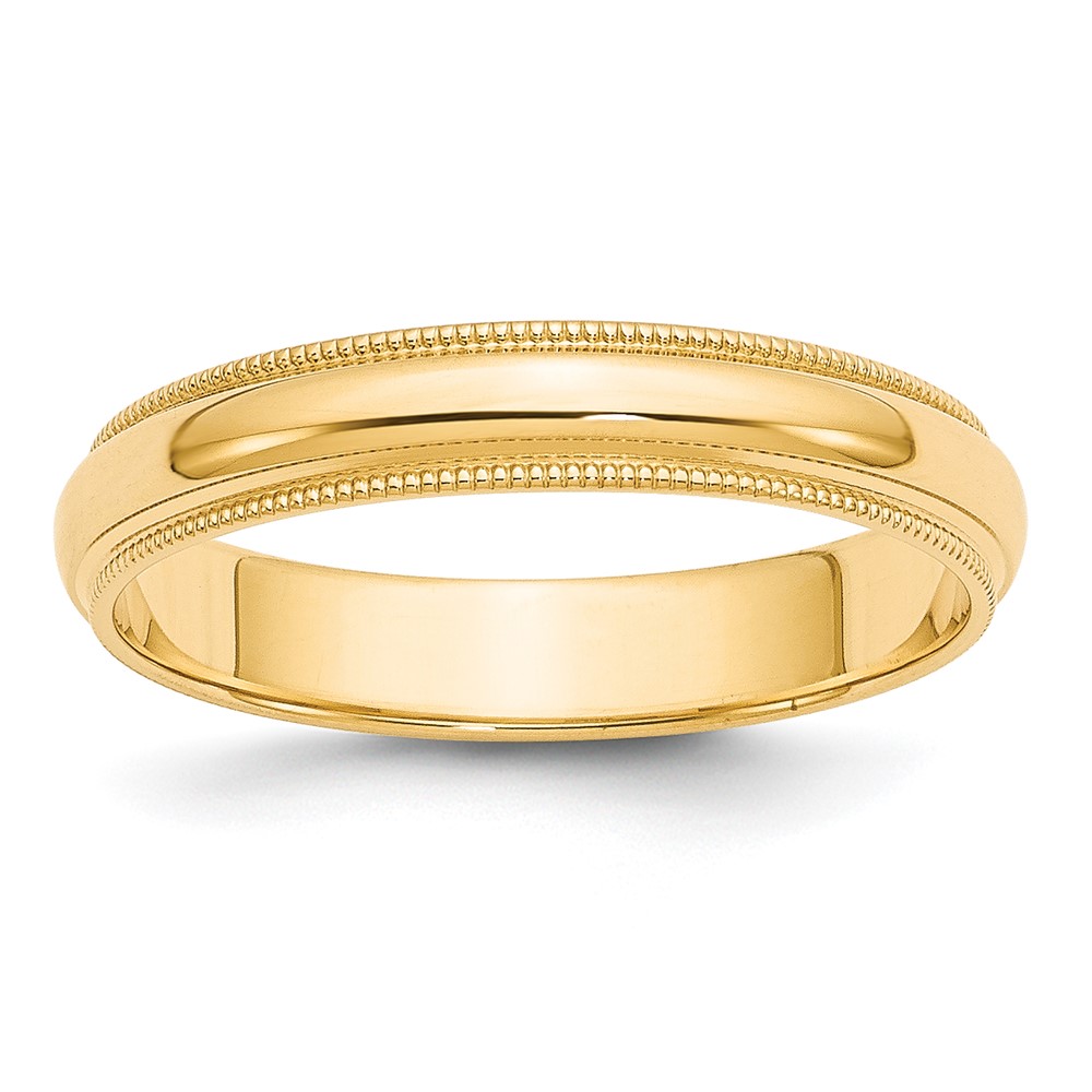 14k Yellow Gold 4mm Milgrain Half Round Wedding Band Size 11 (M040-11)