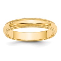 14K Yellow Gold 4mm Milgrain Half Round Wedding Band view 1