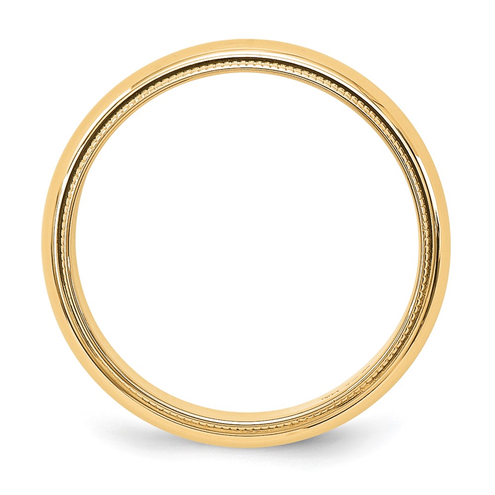 14k Yellow Gold 5mm Milgrain Half Round Wedding Band Size 8 (M050-8)