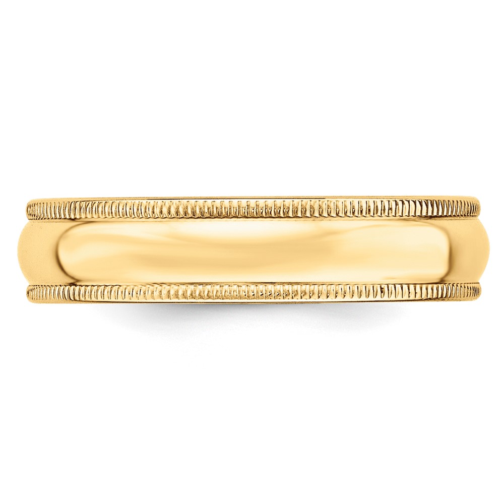 14k Yellow Gold 5mm Milgrain Half Round Wedding Band Size 8 (M050-8)
