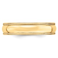 14K Yellow Gold 5mm Milgrain Half Round Wedding Band view 3