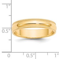 14K Yellow Gold 5mm Milgrain Half Round Wedding Band view 4