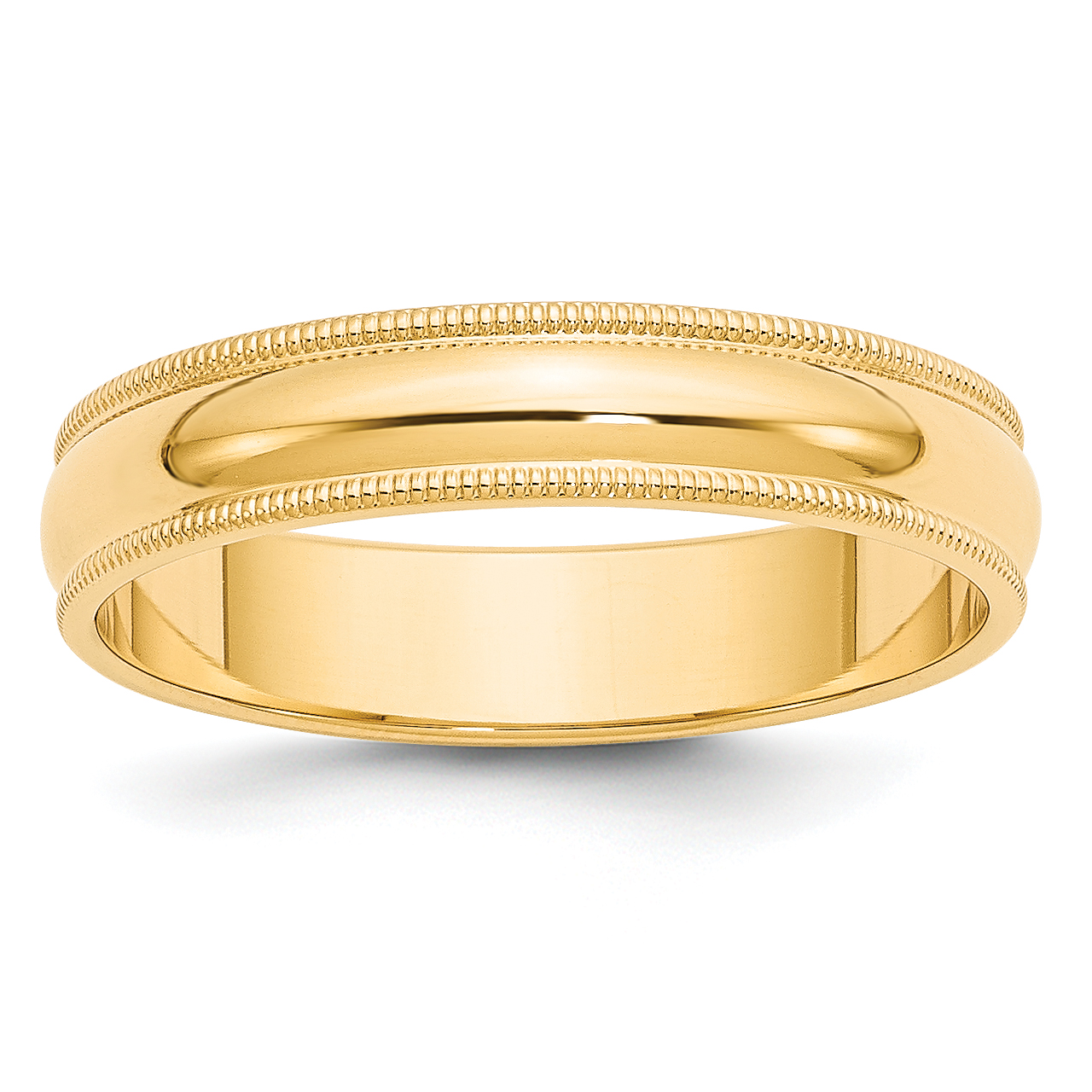 14k Yellow Gold 5mm Milgrain Half Round Wedding Band Size 6 (M050-6)