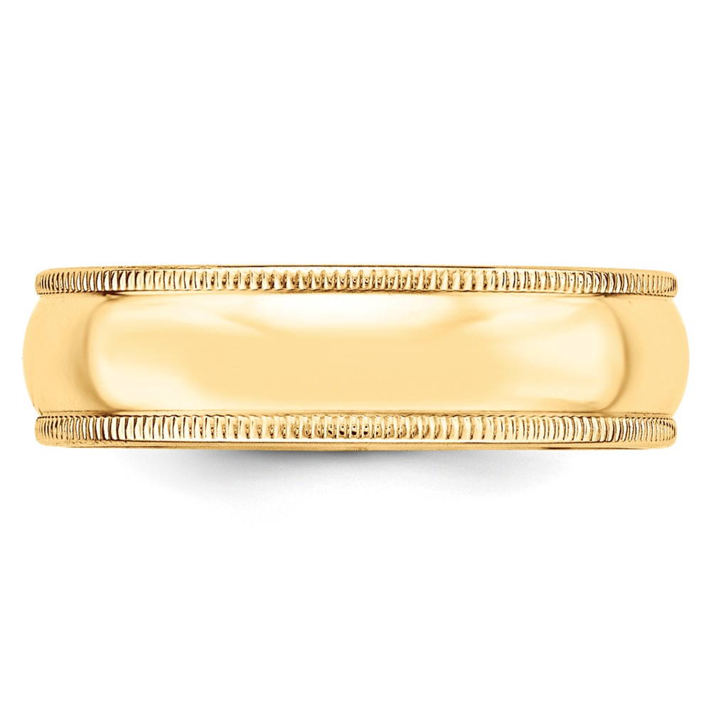 14k Yellow Gold 6mm Milgrain Half Round Wedding Band Size 11 (M060-11)