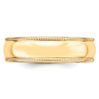 Sterling Silver Gold-plated 6mm Half Round Milgrain Band view 3