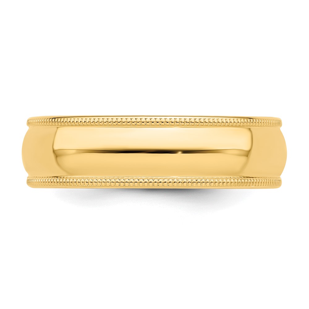 14k Yellow Gold 6mm Milgrain Half Round Wedding Band Size 11 (M060-11)