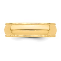 Sterling Silver Gold-plated 6mm Half Round Milgrain Band view 4
