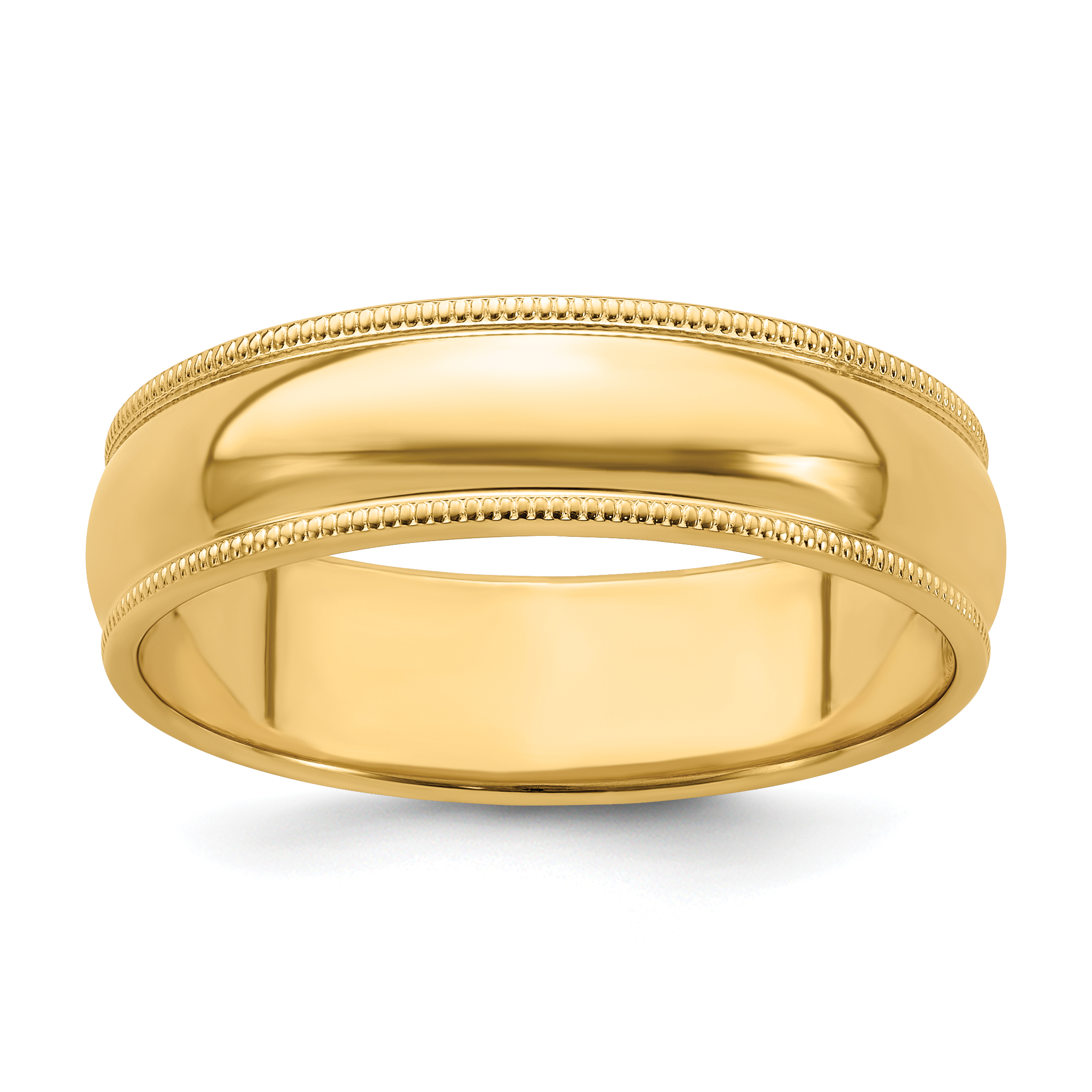 14k Yellow Gold 6mm Milgrain Half Round Wedding Band Size 10.5 (M060-10.5)