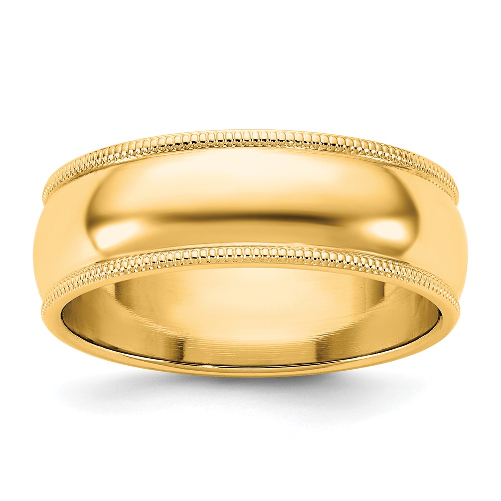 10K 6.5mm Yellow Gold Milgrain Half Round Band, Size 8