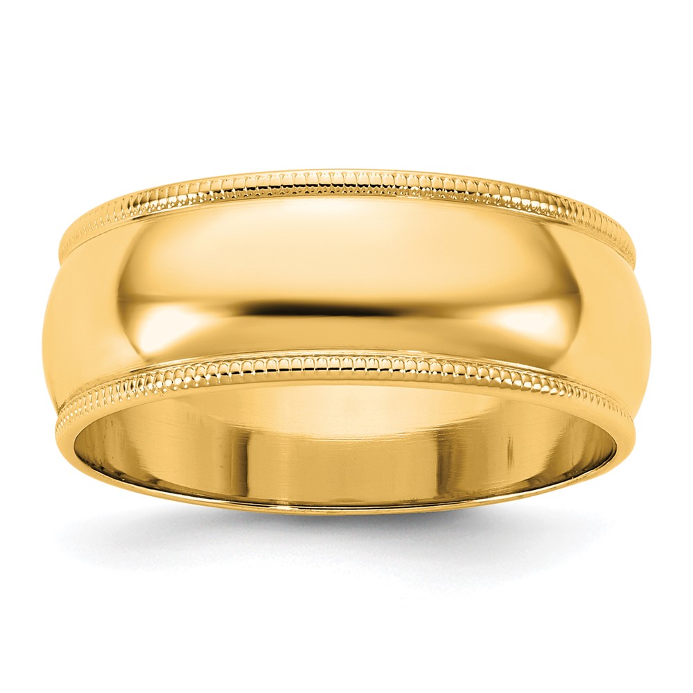 10K 7mm Yellow Gold Milgrain Half Round Band