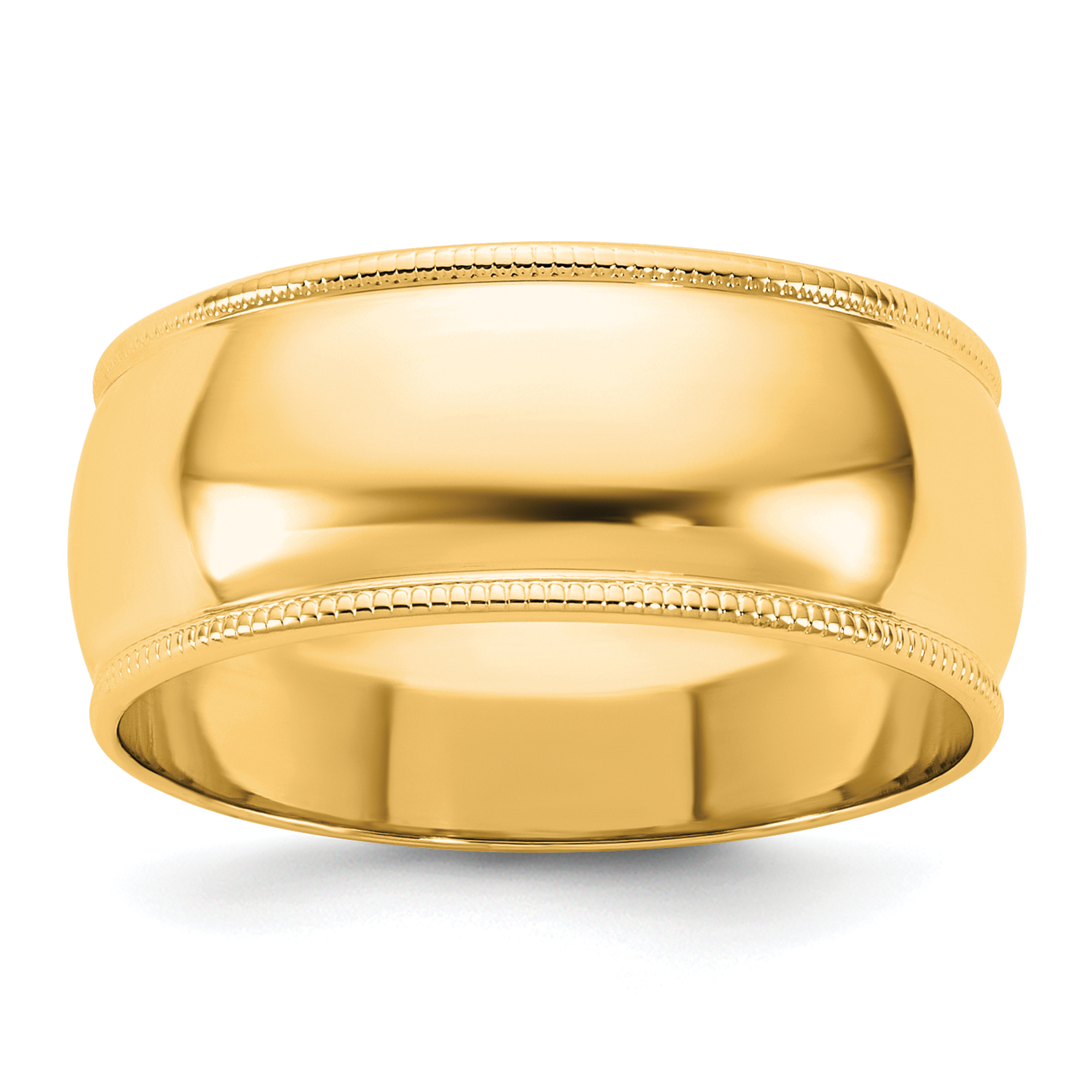 14k Yellow Gold 8mm Milgrain Half Round Wedding Band Size 12 (M080-12)