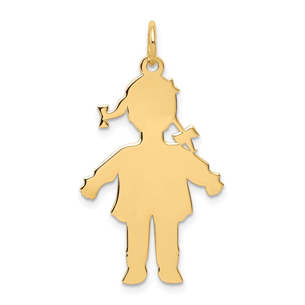 14K Yellow Gold Plain Polished Large Girl Charm