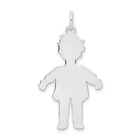 14K White Gold Plain Polished Large Boy Charm view 1
