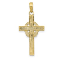 14K Yellow Gold Polished Claddagh Cross Pendant view 4