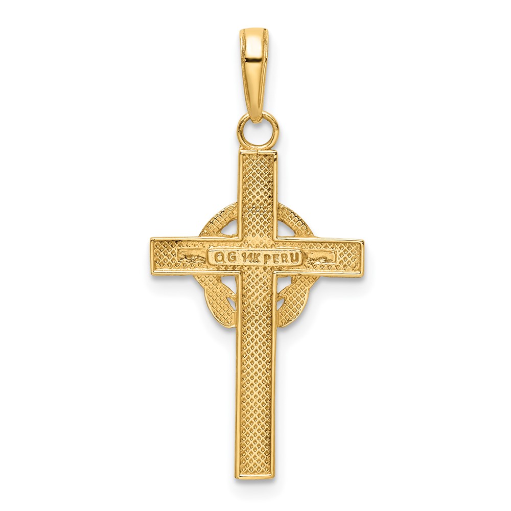 14k Green Enameled Claddagh Cross Pendant (M1338EG)