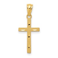 14K Satin Diamond-Cut Cross Pendant view 1