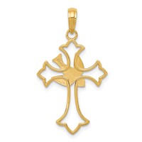 14K Yellow Gold Dove Cross Pendant view 4