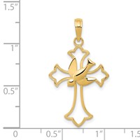 14K Yellow Gold Dove Cross Pendant view 3