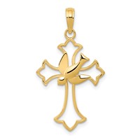 14K Yellow Gold Dove Cross Pendant view 1