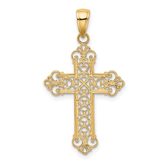 Gold Fleur de lis Cross Pendant