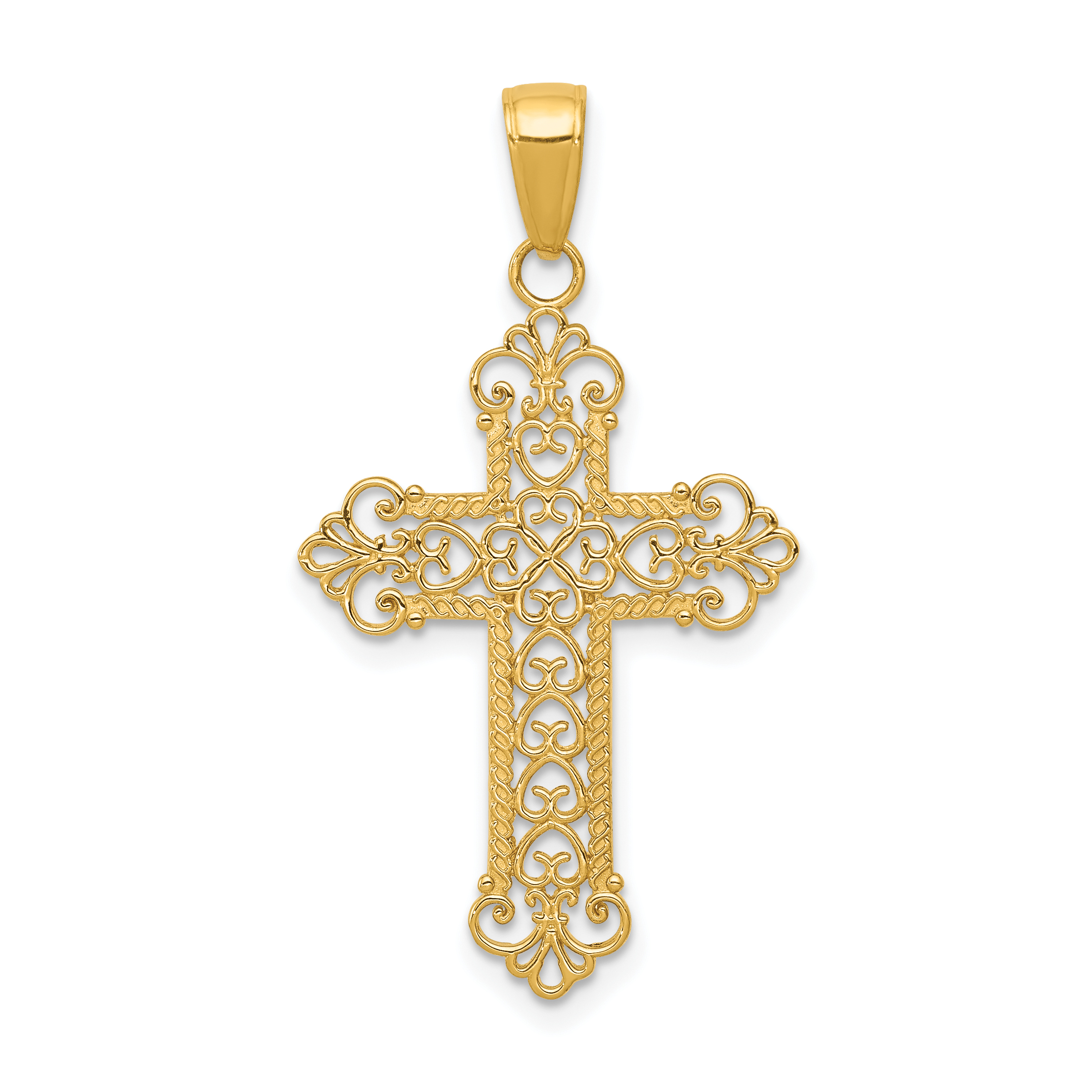 14k Fleur De Lis Cross Charm (M1386)