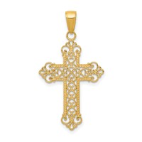 14K Yellow Gold Fleur De Lis Cross Charm view 1