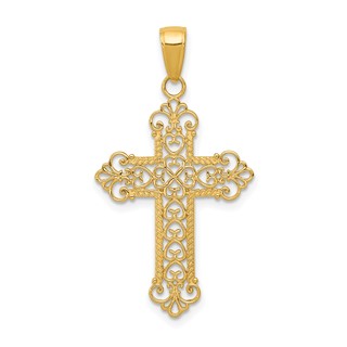 Gold Fleur de lis Cross Pendant