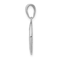 14K White Gold Polished and Satin Solid Miraculous Medal Oval Pendant view 2