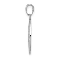 14K White Gold Polished and Satin Solid Miraculous Medal Oval Pendant view 2