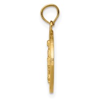 14K Yellow Gold Polished and Satin Solid Miraculous Medal Round Pendant view 2