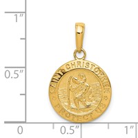 14K Polished Solid Saint Christopher Medal Charm view 4