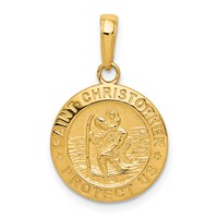14K Polished Solid Saint Christopher Medal Charm view 1