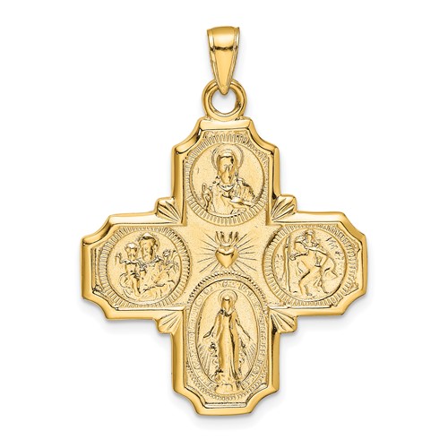 14K Polished Four-Way Medal Pendant